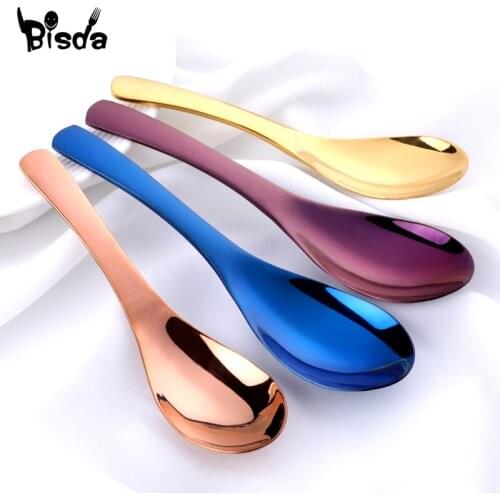 8Pcs tainless Steel Spoon 3 Size Large Serving Spoon Gold Rice Soup Spoon Kids Ice Cream Dessert Spoon