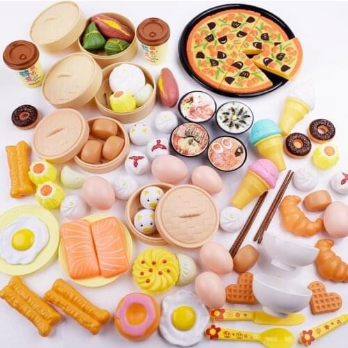 84PCS Kitchen Toy Girls Cutting Pizza Chinese & Western Food Pretend Play Do House Toy Kids Kitchen Educational Toys Baby Gift
