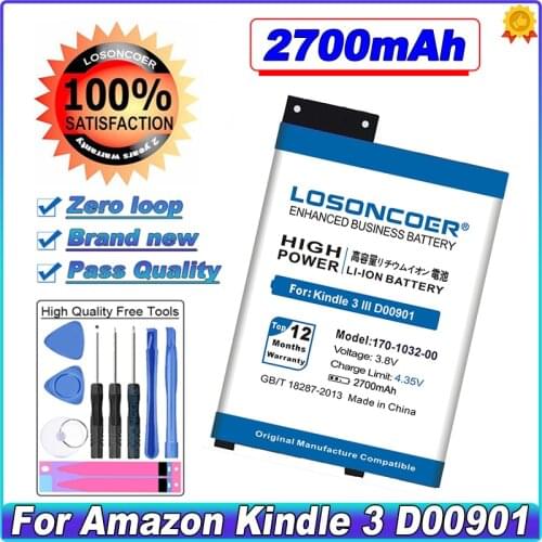 2250mAh Battery FS249 for Amazon Kindle 3 Keyboard eReader D00901 GP-S10-346392-0100 170-1032-00 S11GTSF01A 170-1032-01 Battery