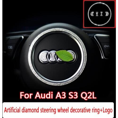 For Audi A3 S3 Q2L Car interior modification Artificial diamond decorative ring Diamond logo High grade interior decoration