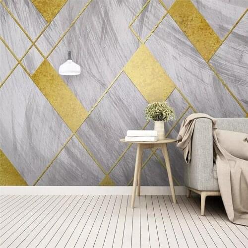 Decorative wallpaper Nordic simple style personality retro abstract geometric gold foil background wall painting
