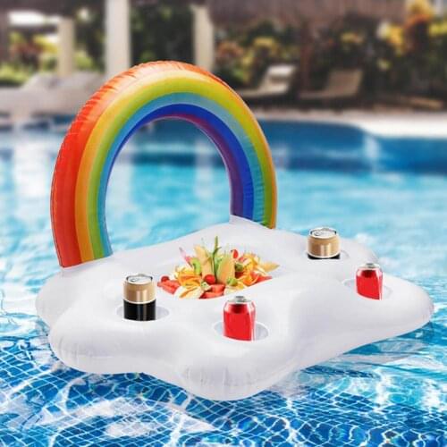 Rainbow Cloud Cup Holder Inflatable Pool Float Beer Drink Cooler Table Bar Tray Beach Swim Ring Pool Toys Summer Party Bucket