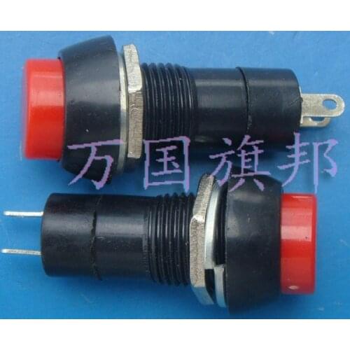 Delivery. Free button switch PBS-11B no lock mounting hole 12mm red