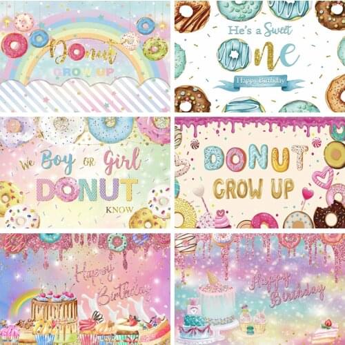 Yeele Cotton Candy Bar Lollipop Donuts Pink Birthday Photography Backgrounds Customized Photographic Backdrops for Photo Studio