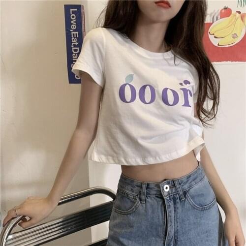 Womens T-shirts Tops Japanese Kawaii Ladies Ulzzang Casual Letter Chic Retro T-shirt Female Korean Harajuku Clothes For Women