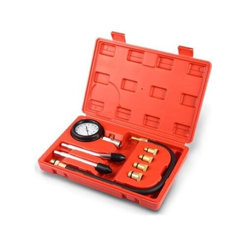 Petrol Engine Pressure Gauge Tester Kit Set Compression Leakage Diagnostic Compressometer Tool For CAR Auto With Case