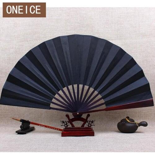Chinese Fan Sub-blank Men Black Ancient Wind Folding Dance 10 Inch Silk Student Calligraphy Gift Hand Fans Fast Delivery Home