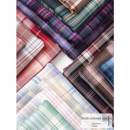 Plaid Fabric By The Half Meter for Jk Uniform Pleated Skirt Dress Clothes Sewing Diy Fabrics Grid Textile Polyester Cotton Blue