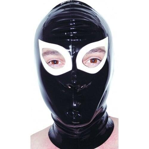 Latex Hood Mask with White Trim Rubber Unisex Mask Cosplay Club Wea bdsm mask bdsm sex bdsm bondage bdsm bondage bondage set