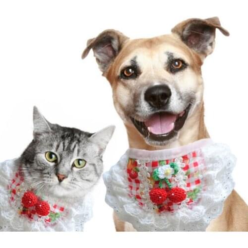 Legendog Cute Lace Dog Collar Bowknot Pet Collar Bibs Lovely Dog Cat Necklace Decor For Dogs Cats Plaid Flowers Lovely Collar