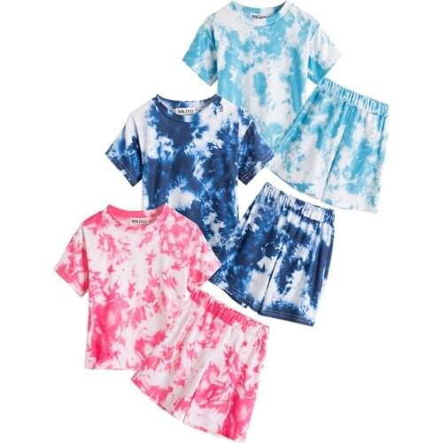 Summer Short Sleeve Tie Dye Print Clothing Sets 2-6Years Baby Girls Clothes Summer Clothes 2 Pcs Outfits Boys Tracksuits