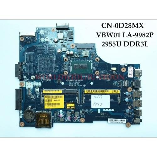 High quality D28MX for Dell Inspiron 5537 3537 Laptop Motherboard CN-0D28MX VBW01 LA-9982P 2955U DDR3L 100% Fully Tested