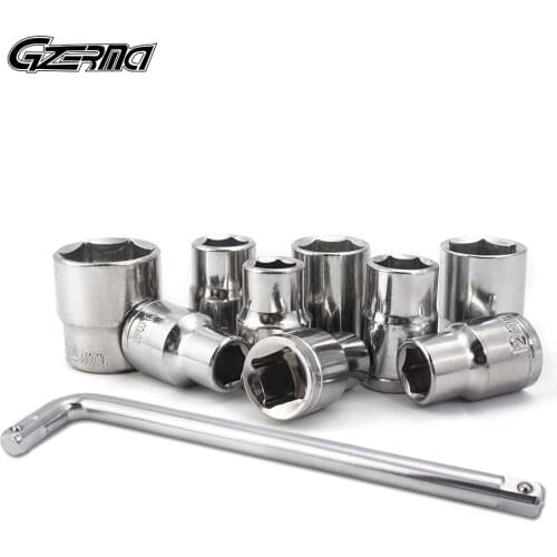 10Pcs/Set Hexagon Wrench Socket Set 3/8 Inch Socket Adapter 8-24mm Wrench Screwdrivers for Bicycle Motorcycle Car Repair Tools