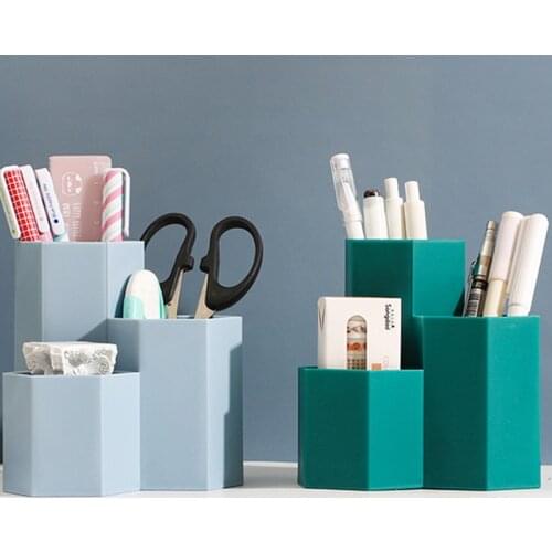 Desktop Table Organizer 3 Lattices Makeup Brush Storage Box Cosmetics Pen Holder