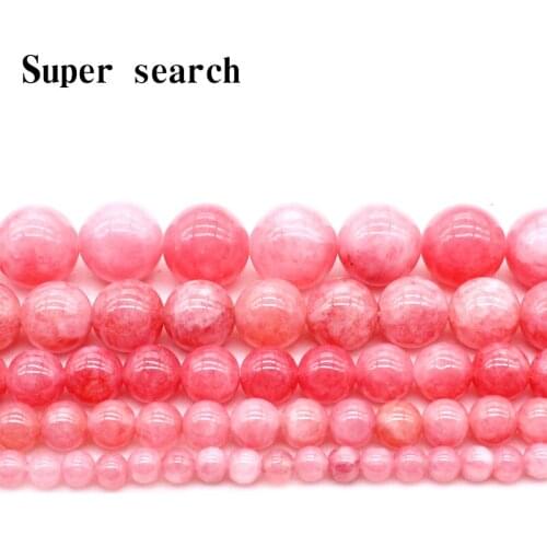 Natural Pink Angelite Stone Beads Round Loose Spacer Beads 15'Strand/Inch 4/6/8/10/12mm For Jewelry Making DIY Bracelets Neckla