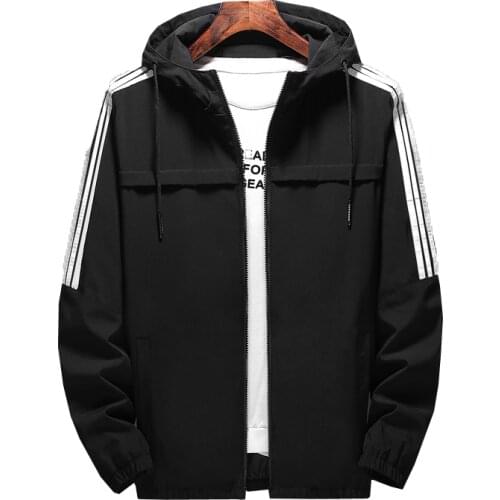 2021Hanging shooting new main push mens three-bar hooded spring and autumn trend casual jacket mens jacket
