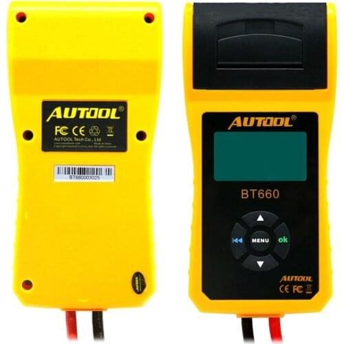New Arrival Autool 12v Car Battery Load Tester With Printer Bt660 / Multi Language Digital Auto Automotive Battery Tester