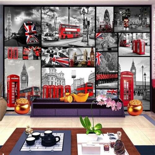 Beibehang The mural on the wall wallpaper British amorous feelings is retro London street view 3 d TV sitting room wallpaper
