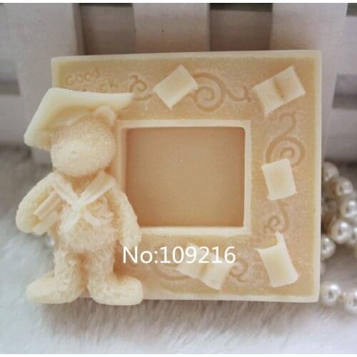 Wholesale!!!1pcs Picture Frame with Bear (ZX694) Handmade Soap Mold Crafts DIY Silicone Mould