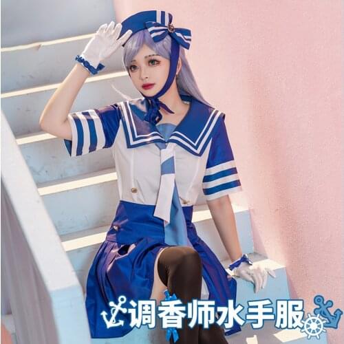 Game Identity V Oceangoing Voyage Day Perfumer Vera Nair Cosplay Costume Women Cute Sailor Suit Halloween Uniform Custom Made