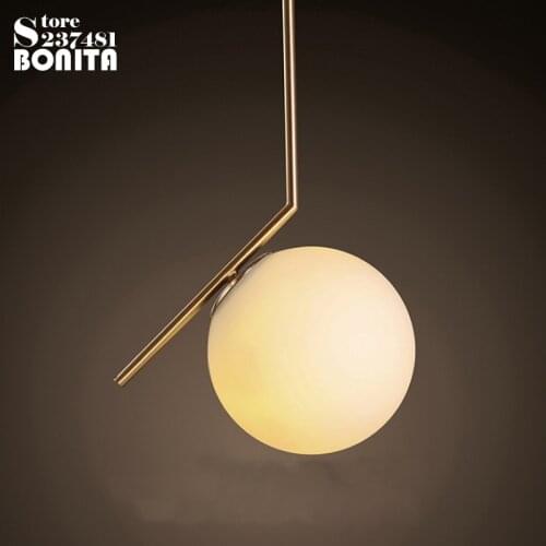 Pendant Lamps Modern Northern Europe Simple Brass Glass Hanging Lighting For Bedroom ball Italian round droplight Iron