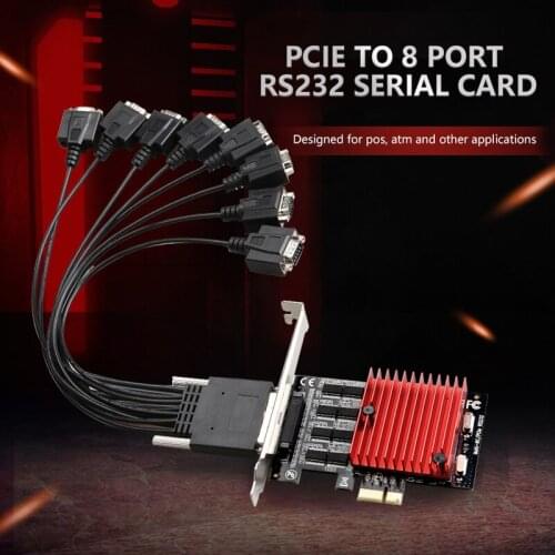 PCIE X1 To 8 Ports RS232 DB9 Serial Card with Fan Out Cable Asix Mcs9900 Chipset Pcie High Speed Adapter Expansion Com Card