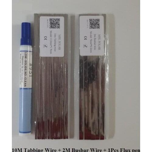 ALLMEJORES Solar cell Tab wire 10meters Tabbing wire +2m Busbarwire +Flux pen for DIY solar panel Cooper soldering stirp