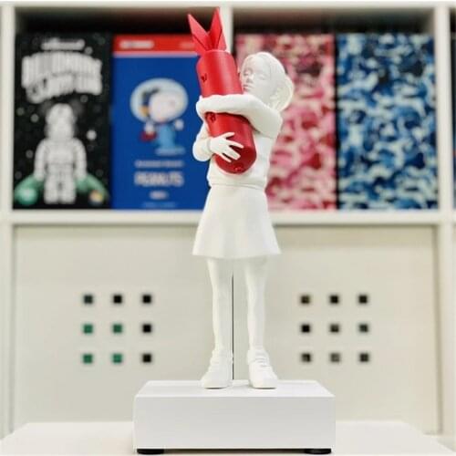 Luxurious Modern Art New Bomb Hugger Banksy Bomb Girl Street Art Resin Statue Creative Home Gifts Desktop 32CM