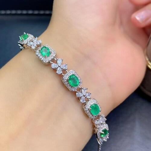 The best gift for engagement Emerald bangle Natural real emerald For men or women 925 sterling silver Bangle