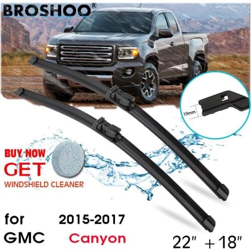 Car Wiper Blade Window Windscreen Windshield Wipers Blades Fit Push Button Arm Auto Accessories for GMC Canyon 22"+18" 2015-2017