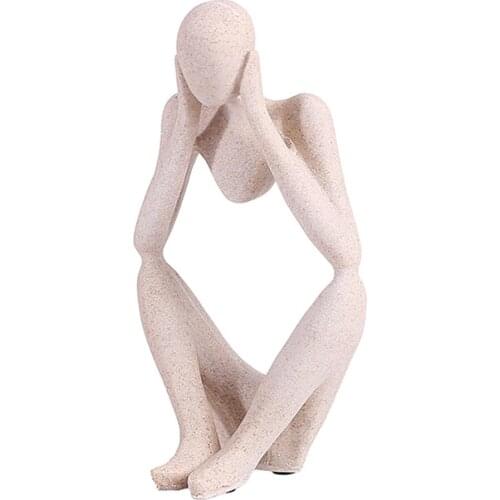 Nordic Abstract Character Golden Decoration Creative Home Ornament Drawing Room Office Sandstone Decor gift statue Sculpture