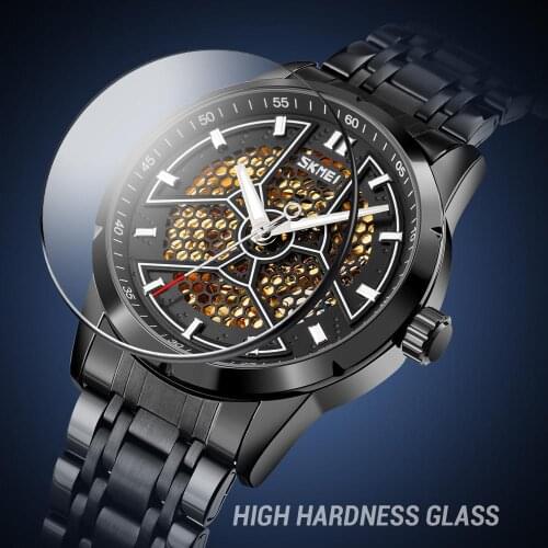 SKMEI 9225 Stainless Steel Men Mechanical Wristwatch Fashion Creativity Dial Skeleton Male Watch Top Brand Automatic Watches