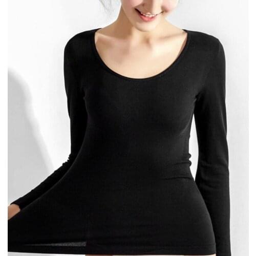 Comfortable Womens Thermal Underwear Hot Sale V-neck Sexy Lace Slim Bottoming Shirt Tops Long Sleeves Body Shaping Top 3 Colors