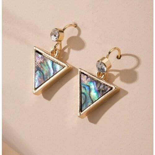FYJS Unique Light Yellow Gold Color Geometric Shape Abalone Shell Dangle Earrings Ethnic Style Jewelry