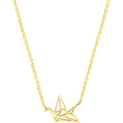 GORGEOUS TALE Best Friend Birthday Gift Fashion Stainless Steel Pendants Gold Chain For Men Cranes Necklaces Origami Jewelry