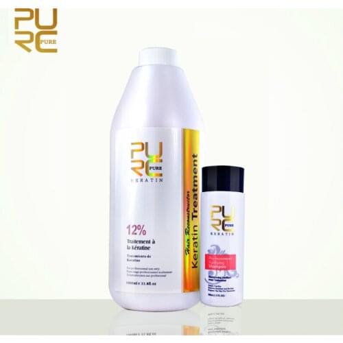 Repair And Straighten Damage Hair Product 12% Formlain 1000ml Pure Chocolate Keratin Treatment And Purifying Shampoo Set