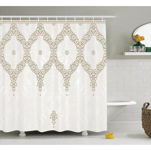 Memory Home Shower Curtain Decorative Ornate Background with Traditional Colored Eastern Element Pattern Fabric Bathroom Curtain