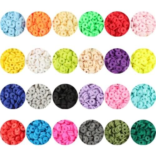 1 Box 6mm Flat Round Polymer Clay Spacer Beads Charms Elastic String Lobster Clasp Box for Jewelry Making DIY Bracelets Earring
