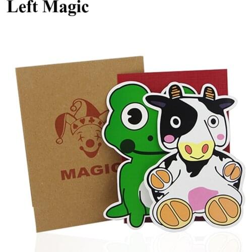 1 Set Children Educational Cow And Frog Magic Tricks Cows Small Cute Frog Cartoon Animals Stage Interactive Magical Props
