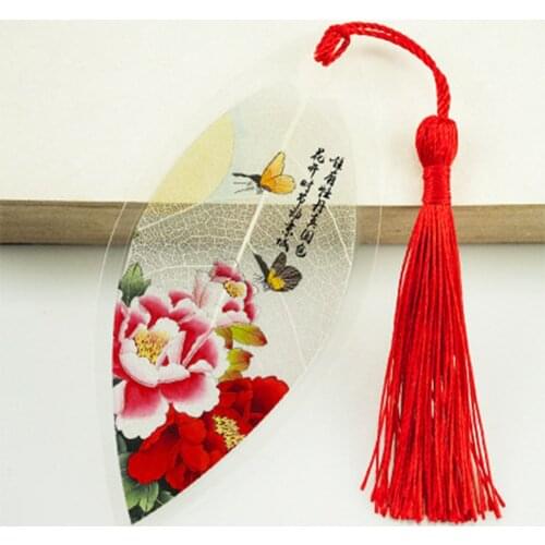 1pcs Classical Elegance Creative Tassel Bookmark Chinese Wind Natural Collectibles Leaves Vein Bookmarks Creative Stationery