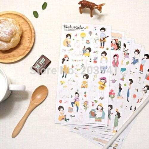 10packs/lot Cute Sweet DIY Girl Decorative Scrapbooking PVC Sticker Diary Album Stationery Stickers Adhesive