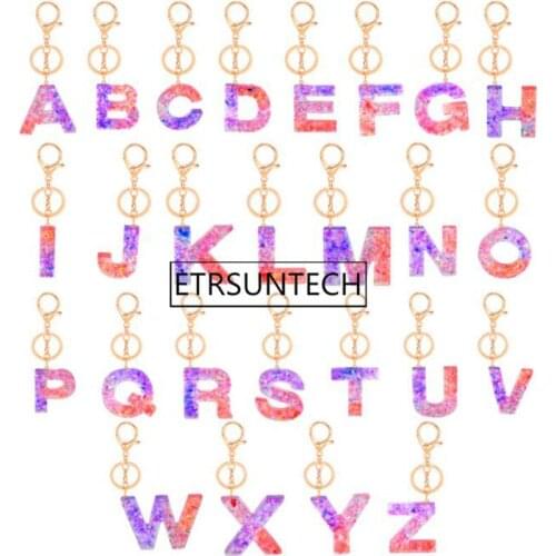 130pcs Fashion Acrylic Alphabet Keyring Initial Letter Pendant Key Chain Car Bag Pendant Party Gifts Favor