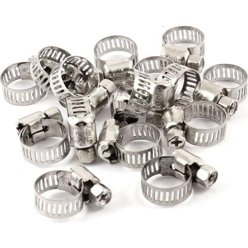 15 Pcs Stainless Steel 6mm to 12mm Hose Pipe Clamps Clips Fastener