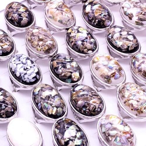 2018 Fashion Jewelry Elegant White Natural Shell Big Stone Rings For Women/Men Vintage Party Ring 20pcs/lot party gift