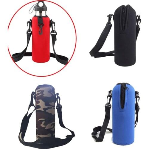 2021 Neoprene 750ml Water Bottle Carrier Insulated Cover Bag Holder Strap Travel Pouch Shoulder Strap Holder for Camping Cycling