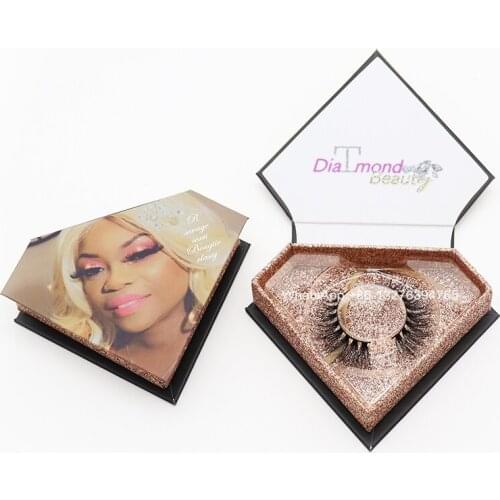Selfie Diamond Mink Eyelash Box 3D Mink Lashes Natural Mink Eyelashes Wholesale Custom Eyelash Packaging Box With Logo