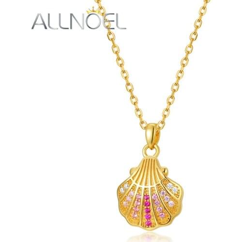 ALLNOEL Brass Nceklace For Women Trendy Summer Shell Necklace Fashion Copper Color Zircon Wedding Fine Jewelry New Gift 2021