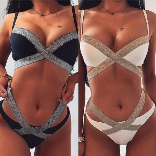 High Waist Bikinis 2021 Swimwear Women Push Up Swimsuits Solid Brazilian Bikini Patchwork Biquini Elastic Band Swim Bathing Suit
