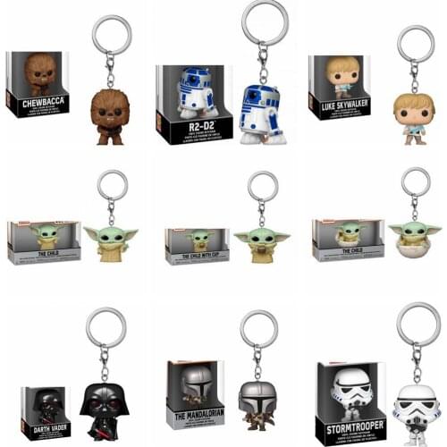 FUNKO Movie&TV Star Wars The Child Baby Yoda Keychain Toy The Child with Cup the Mandalorian Darth Vader Stromtrooper Keyrings