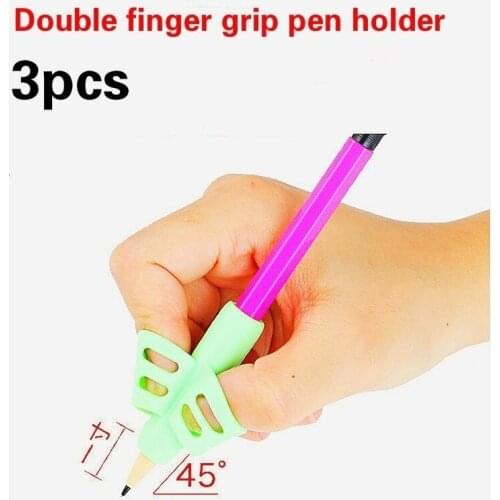 3PCS/Set Children Silicone Pencil Holder Pen Two Finger Writing Aid Grip Posture Correction Tool Students Kids Writing Supplies